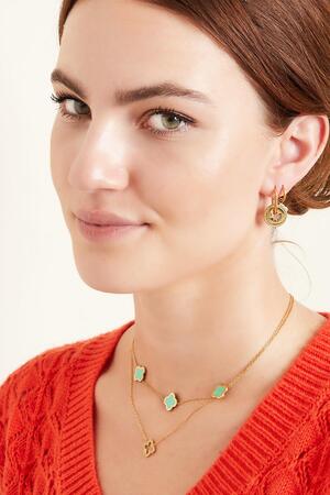 Collar tres tréboles de colores Verde & Oro Acero inoxidable h5 Imagen6
